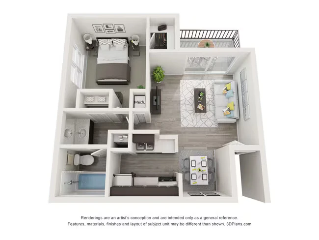 1 Bed 1 Bath 3916 floor plan